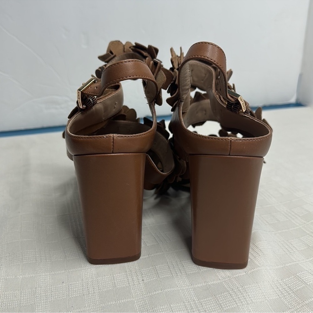 NWOB Tory Burch Women's Brown 65 mm Nappa Leather Blossom Heel Block Sandal 9.5 - Picture 7 of 16